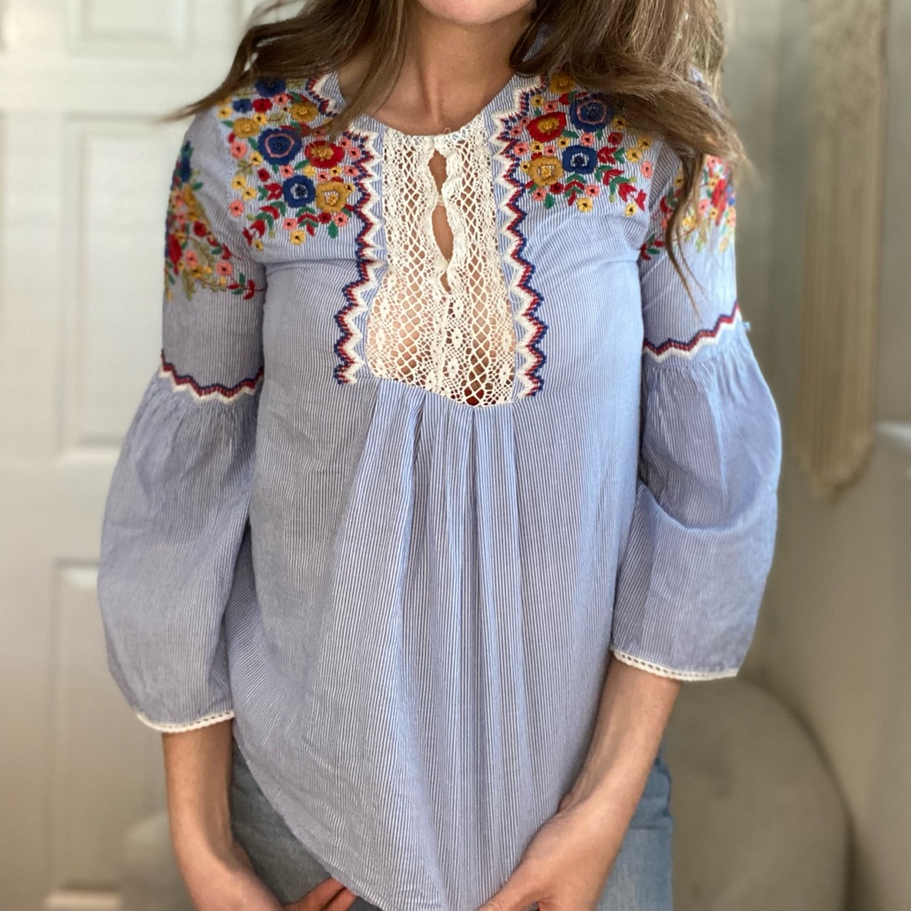 Zara Basic Embroidered Blouse